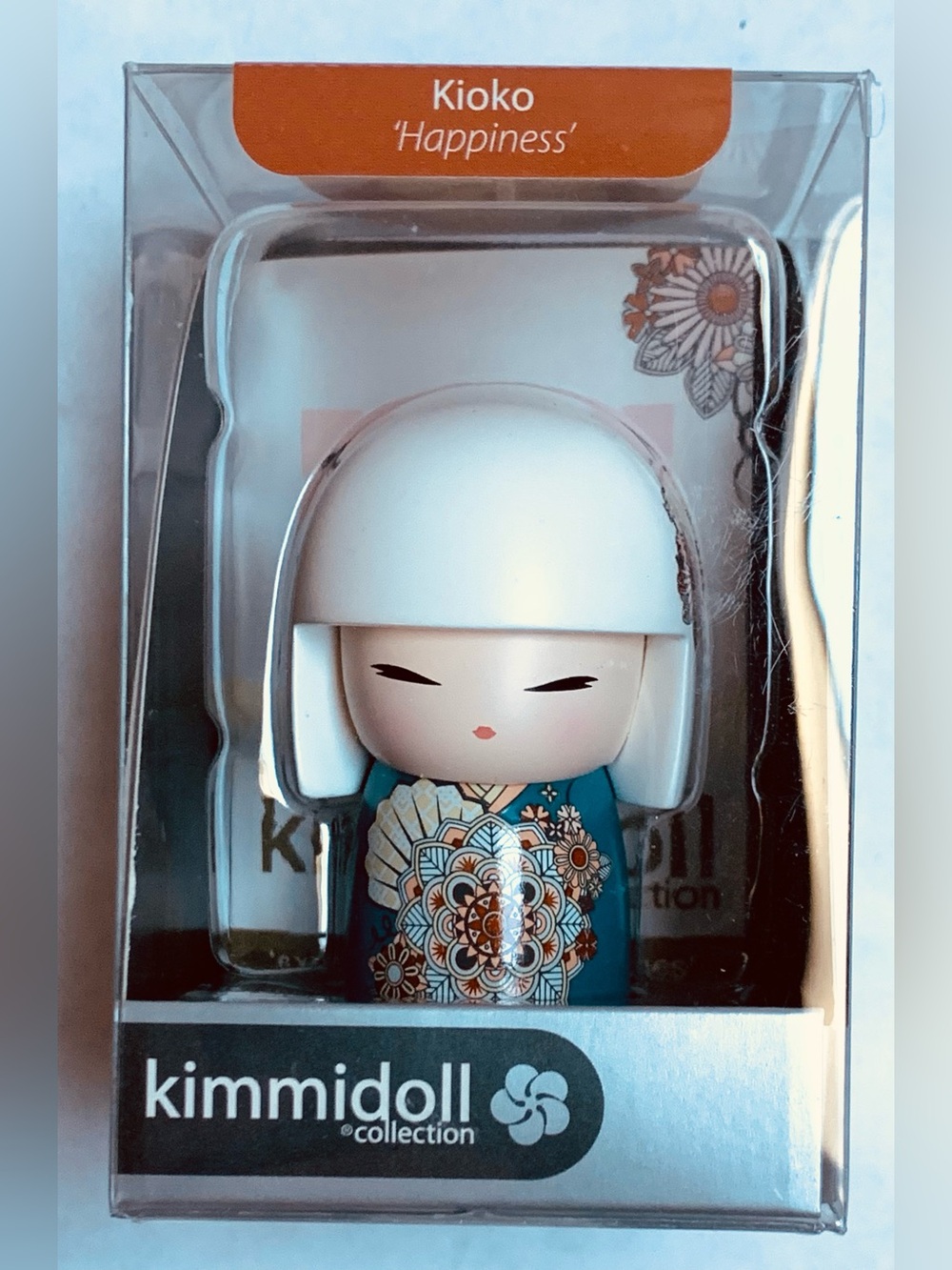 NIB Kimmidoll KIOKO - HAPPINESS Mini Japanese Wooden Doll collectors card bonus